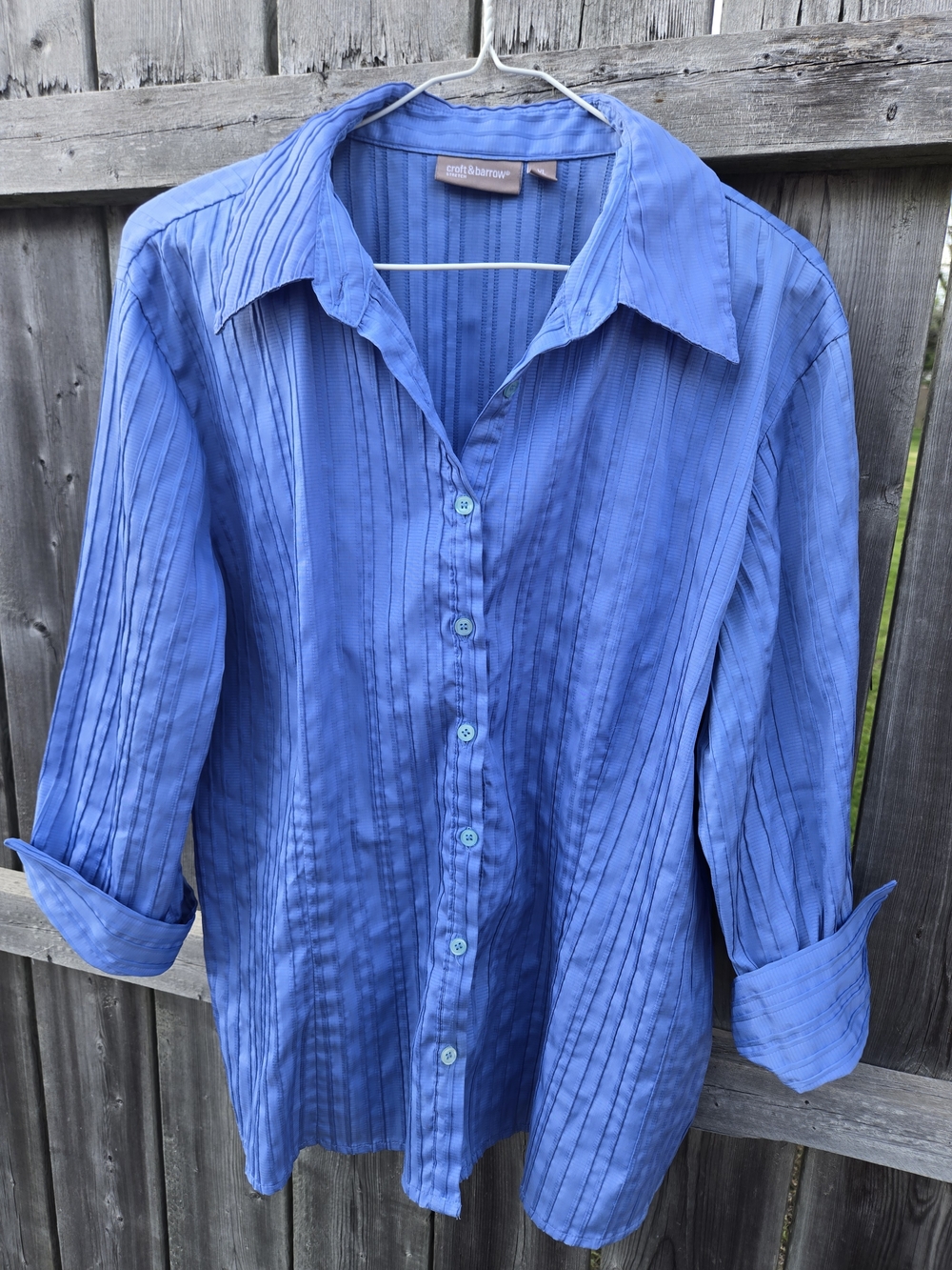 croft & barrow Blue Vertical Textured Stretch Top